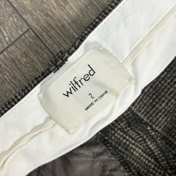 Aritzia Wilfred Gimont Pant Plaid Wool Crop Trousers Straight Leg Brown Size 2 - Picture 10 of 16